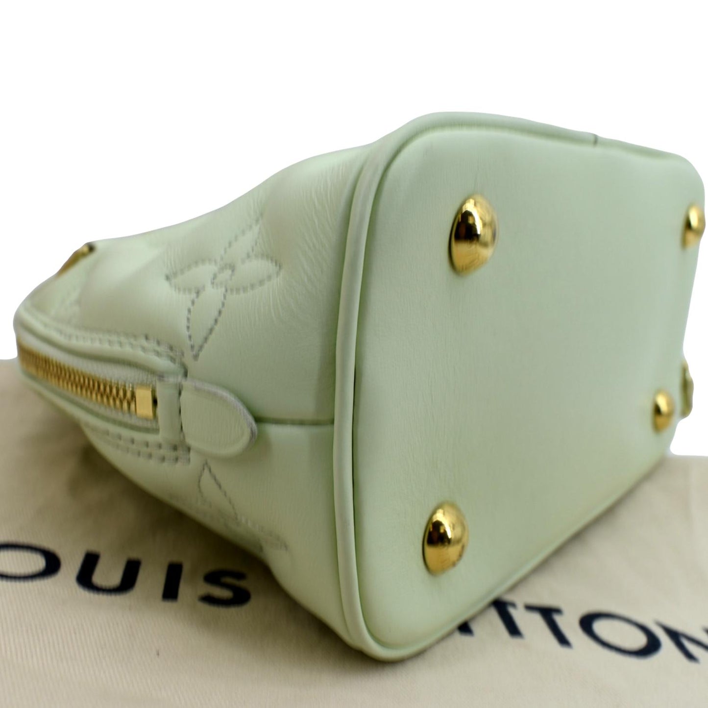 Louis Vuitton Alma BB Bubblegram Quilted Leather Satchel Crossbody Bag Green