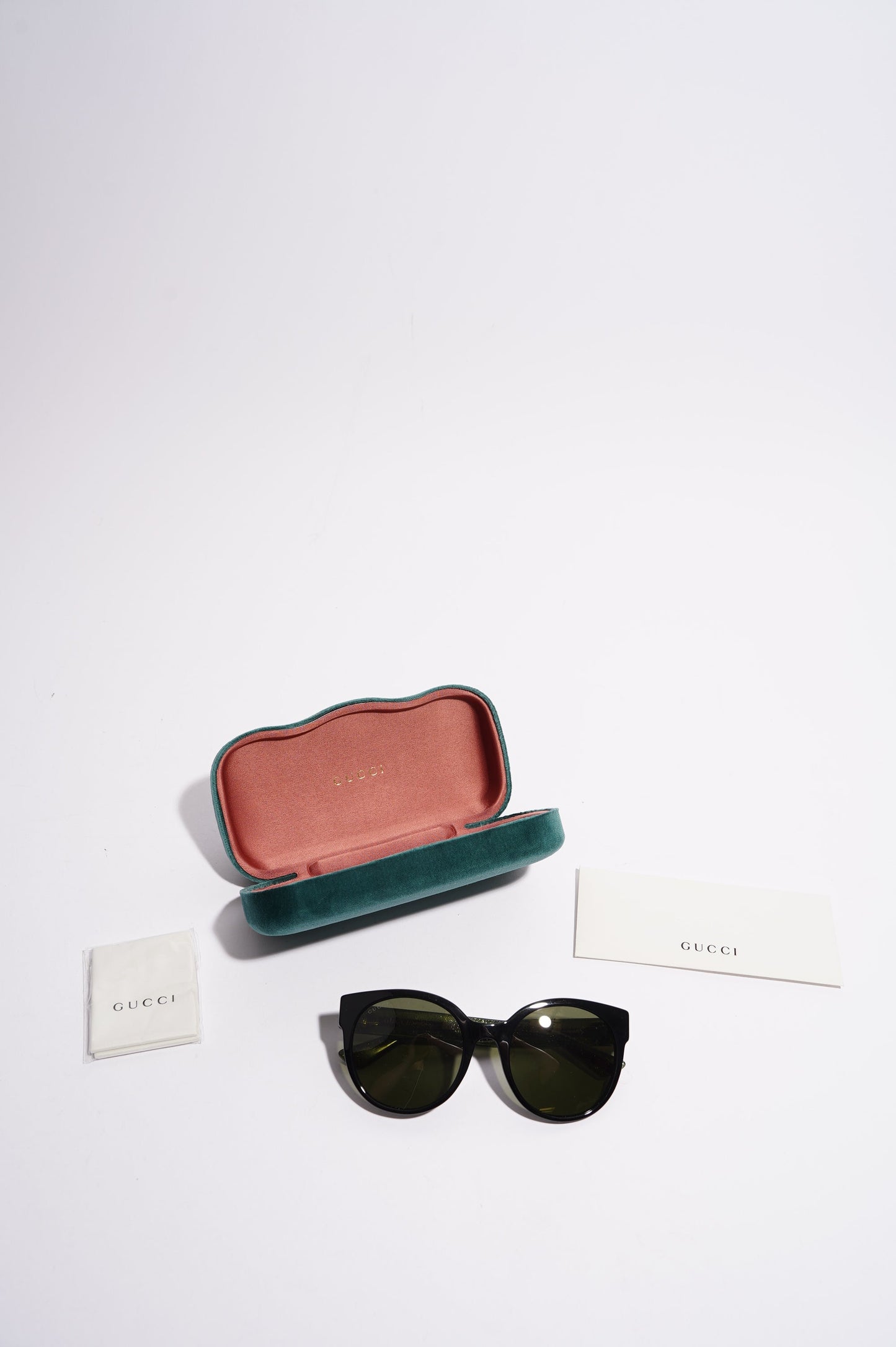 Gucci Womens GG0035S Sunglasses Black / Green / Red 140