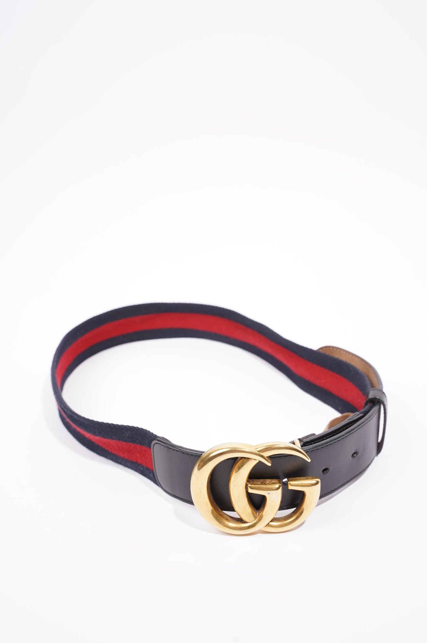 Gucci Womens Marmont Belt Navy / Red 80cm / 32"