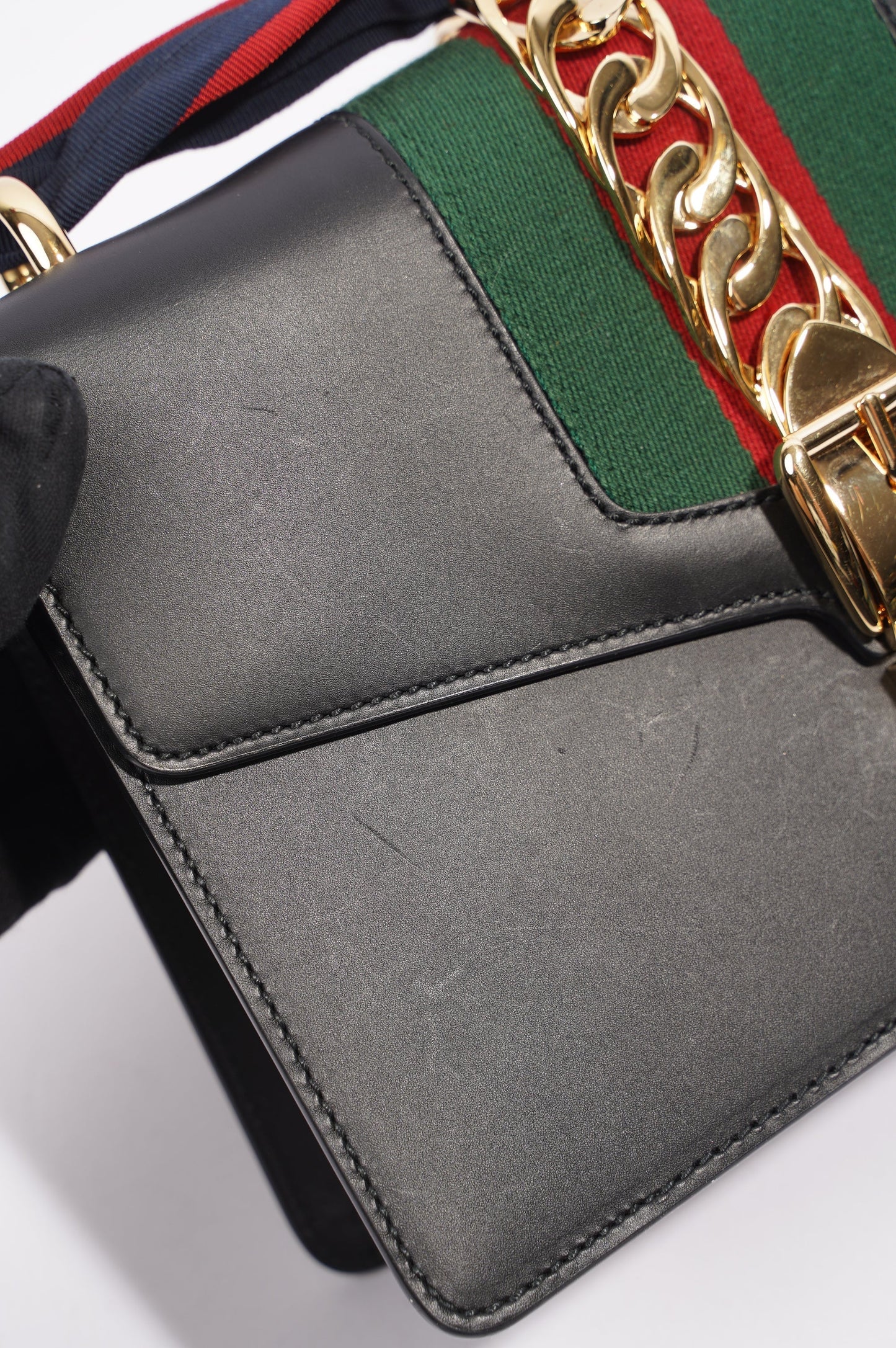 Gucci Womens Sylvie Black / Green / Red Medium