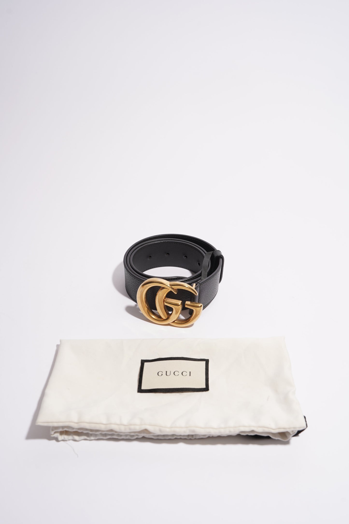 Gucci Mens Marmont Belt Black Gold 80cm / 32"