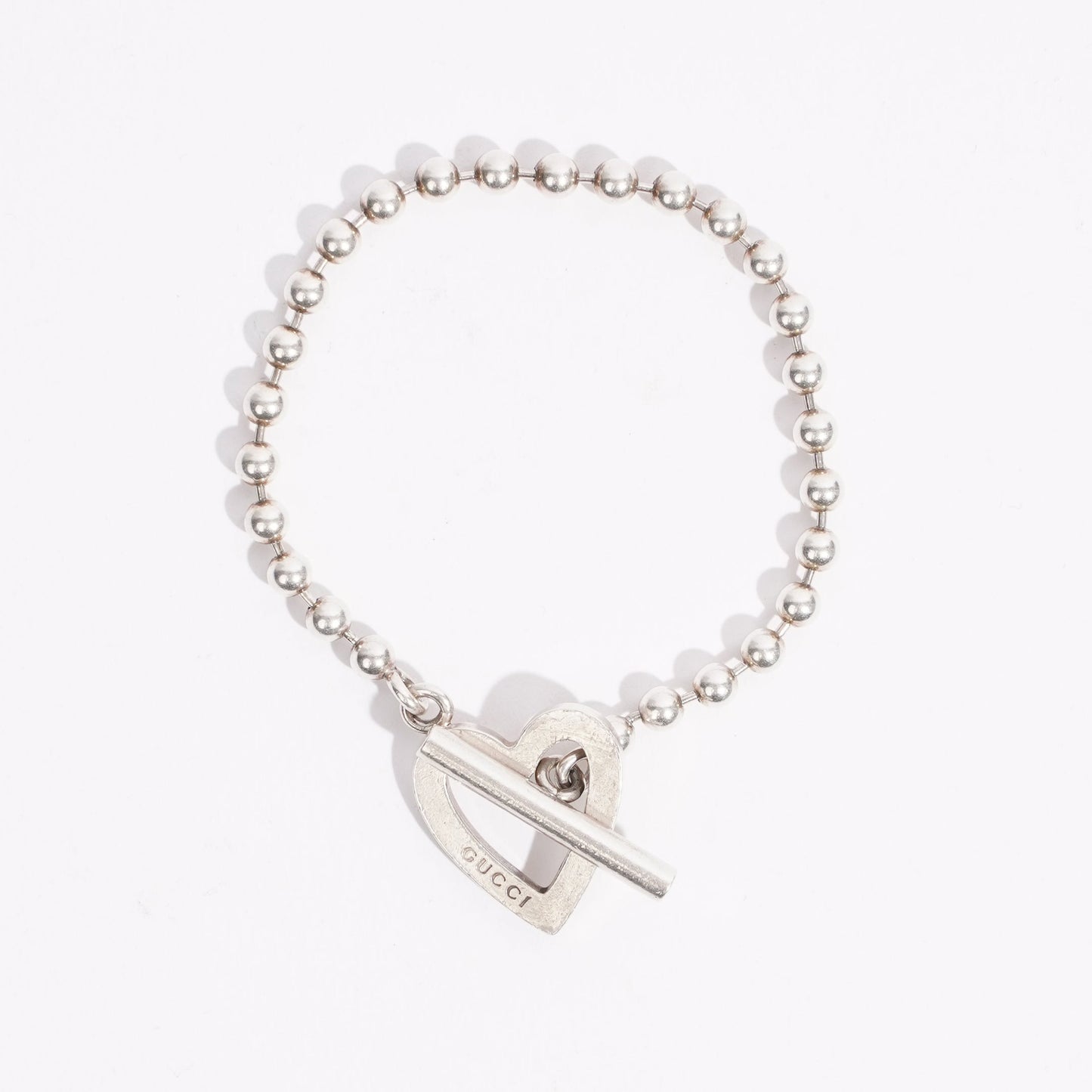 Gucci Womens Love Heart Bracelet Silver 15