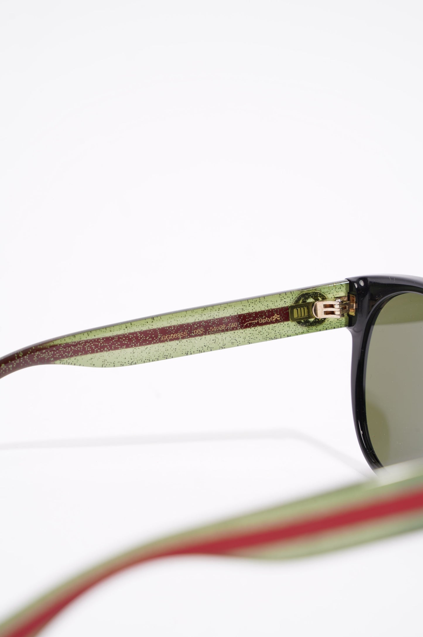 Gucci Womens GG0035S Sunglasses Black / Green / Red 140
