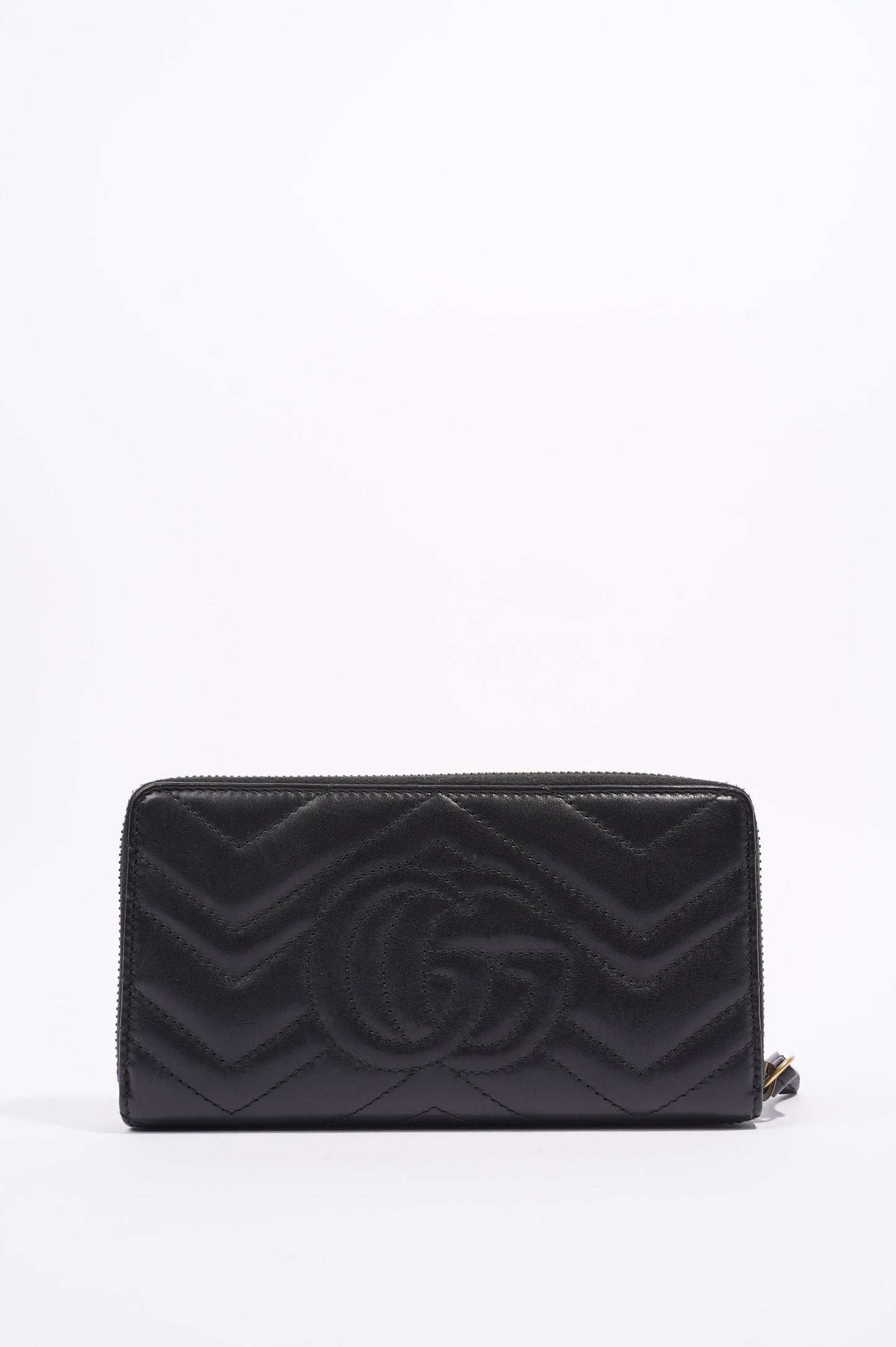 Gucci Womens Marmont Zip Around Wallet Black / Gold