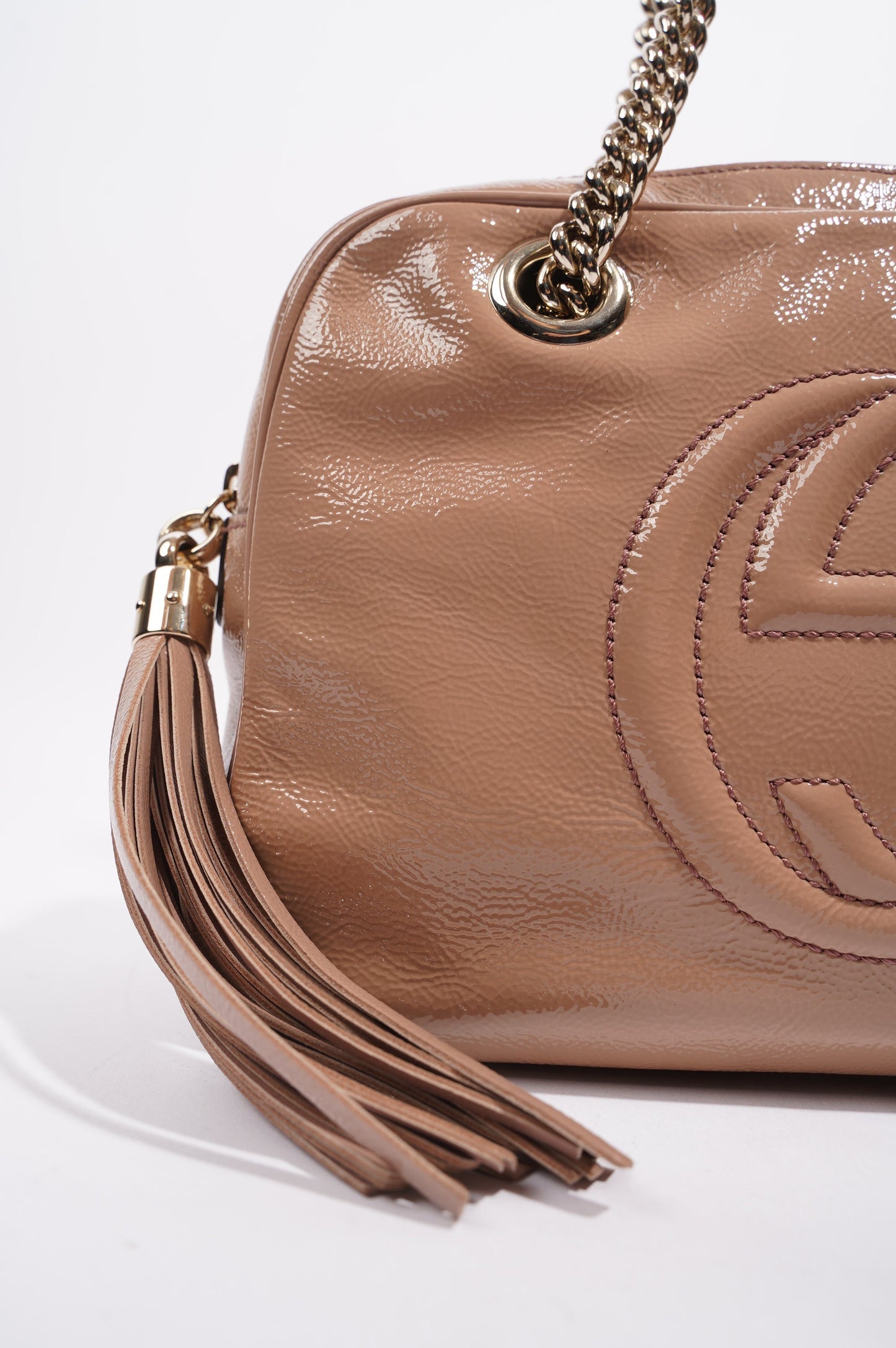 Gucci Womens Soho Chain Bag Nude Leather Medium