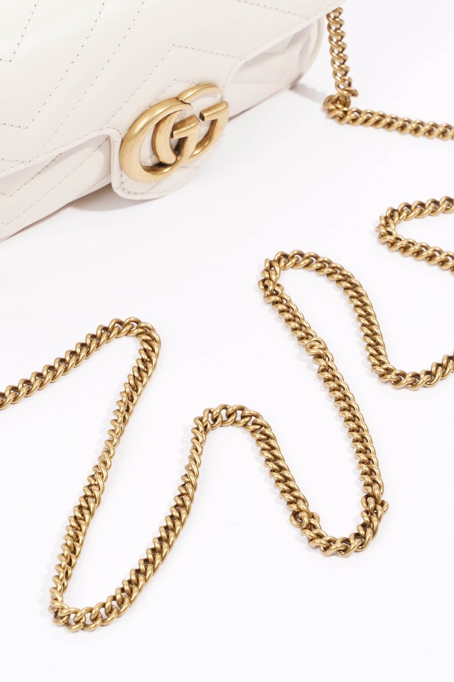 Gucci Womens Marmont Bag White Leather Super Mini