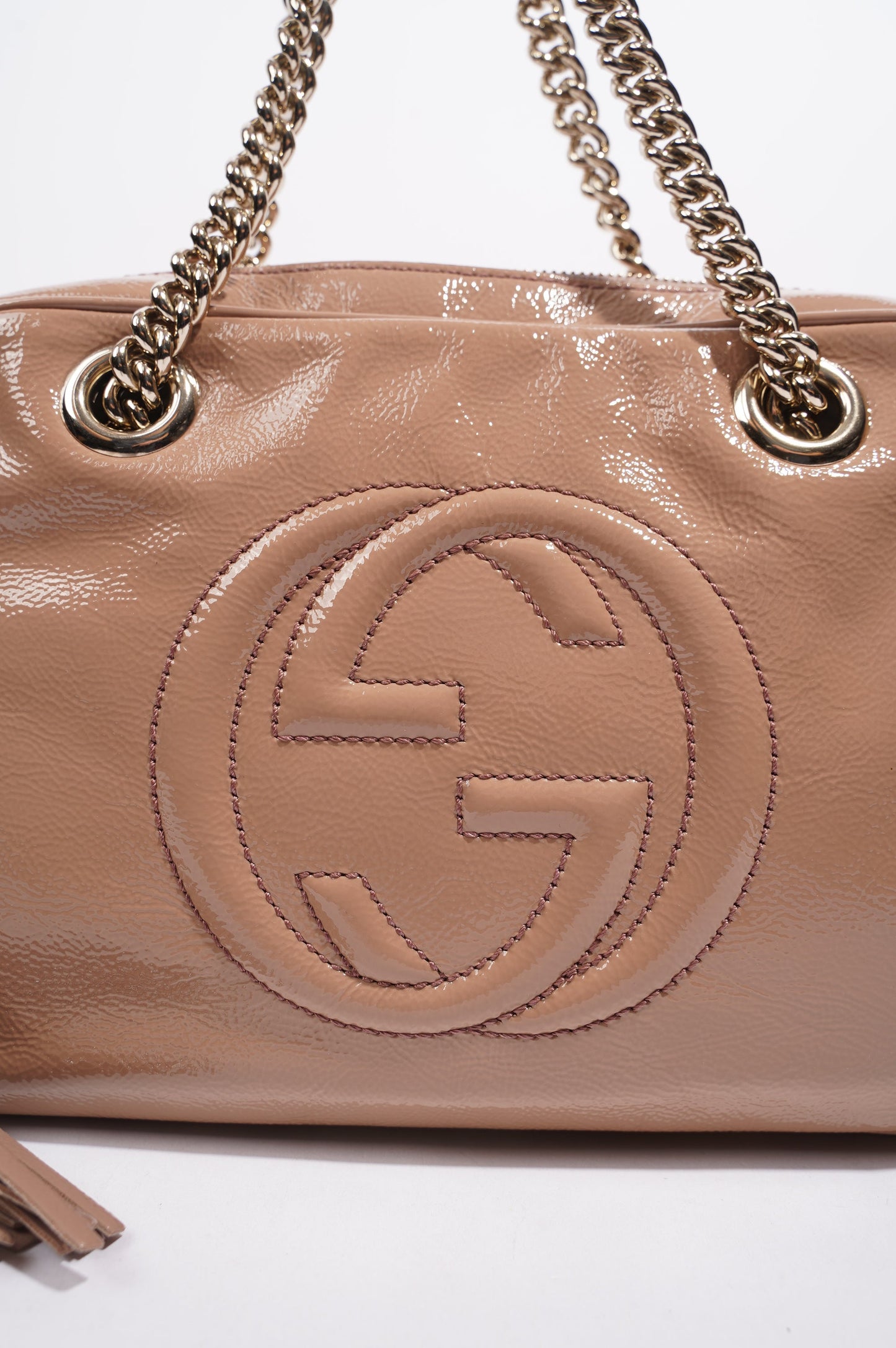 Gucci Womens Soho Chain Bag Nude Leather Medium