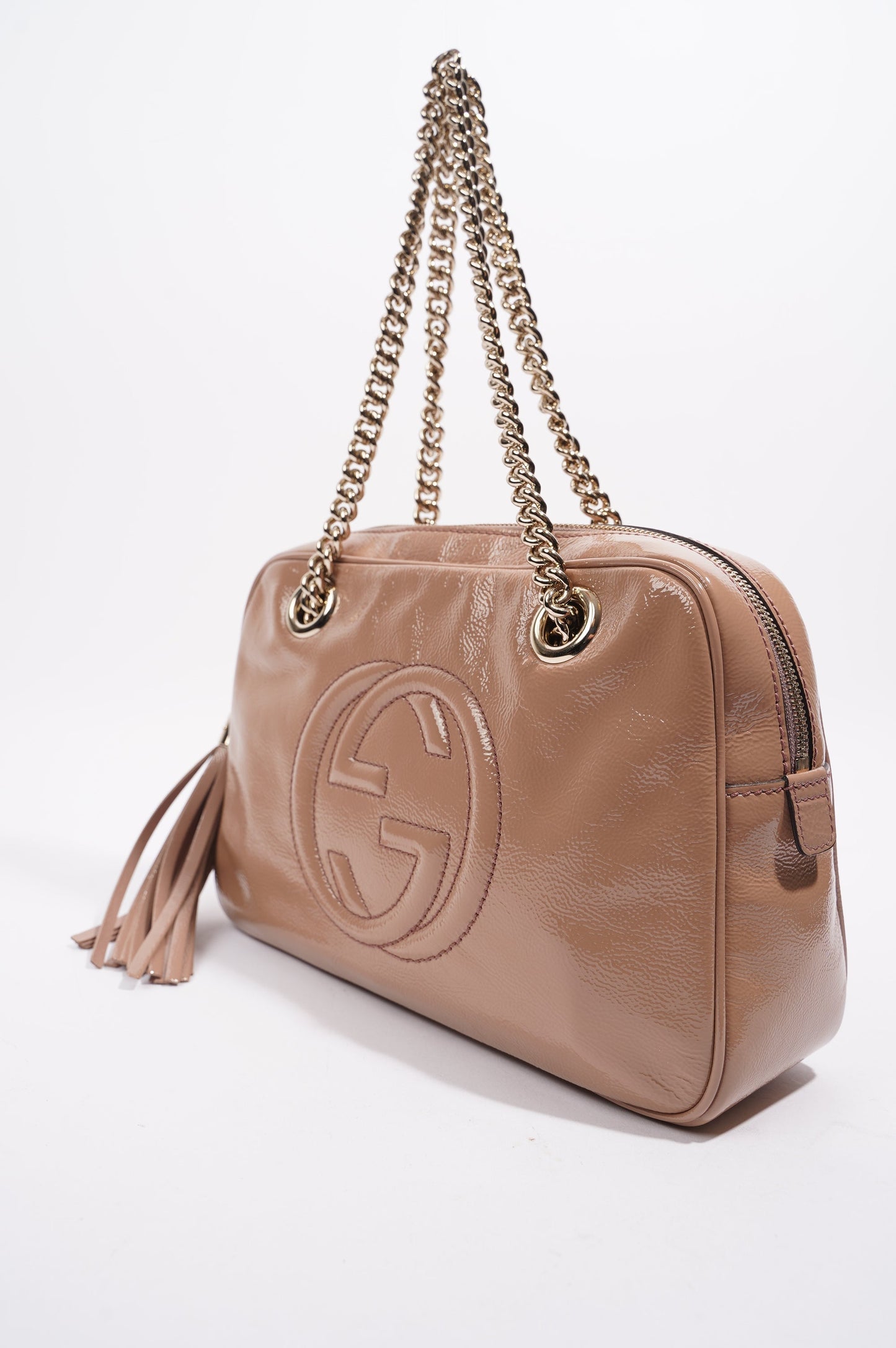 Gucci Womens Soho Chain Bag Nude Leather Medium