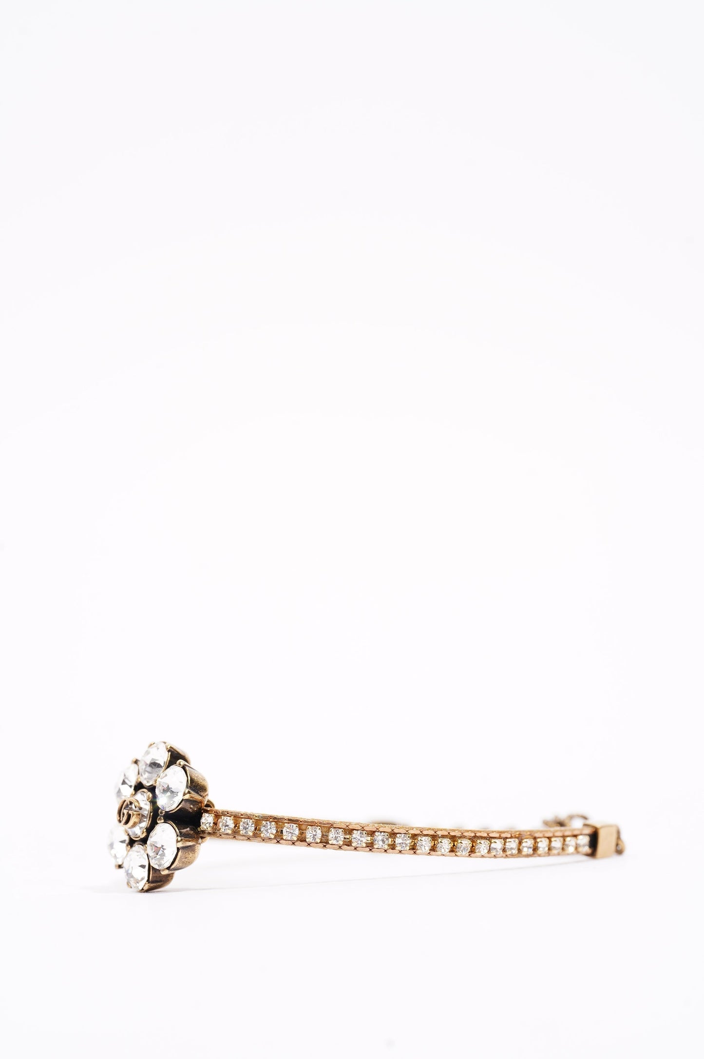 Gucci Womens Crystal Double G Bracelet Gold Crystal