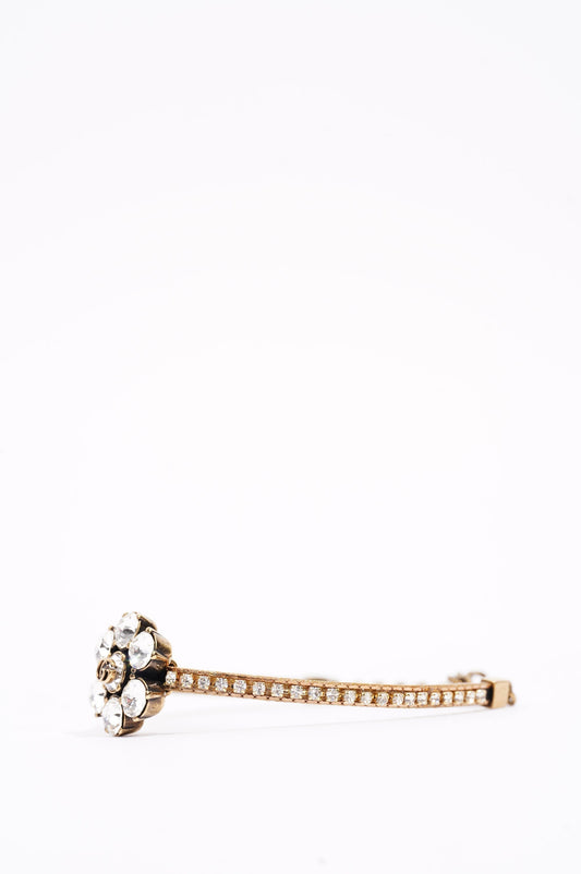 Gucci Womens Crystal Double G Bracelet Gold Crystal
