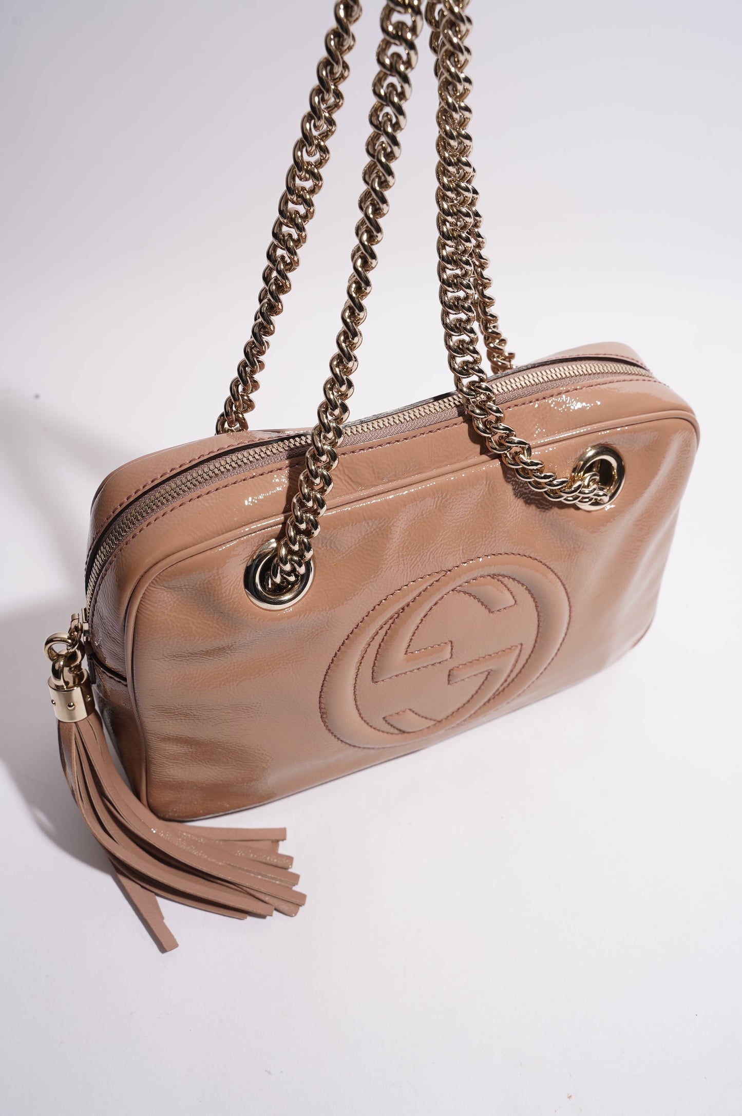 Gucci Womens Soho Chain Bag Nude Leather Medium