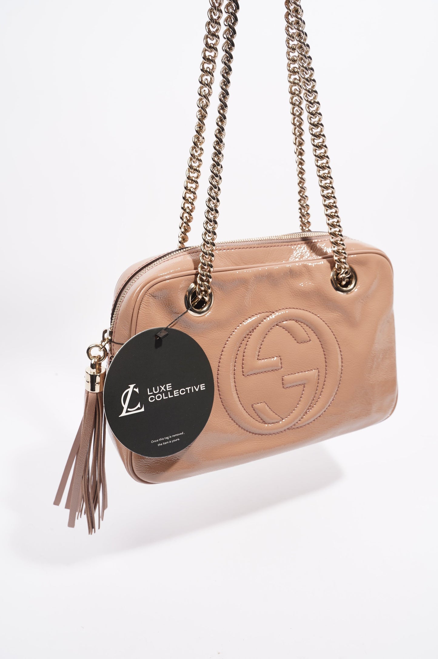 Gucci Womens Soho Chain Bag Nude Leather Medium