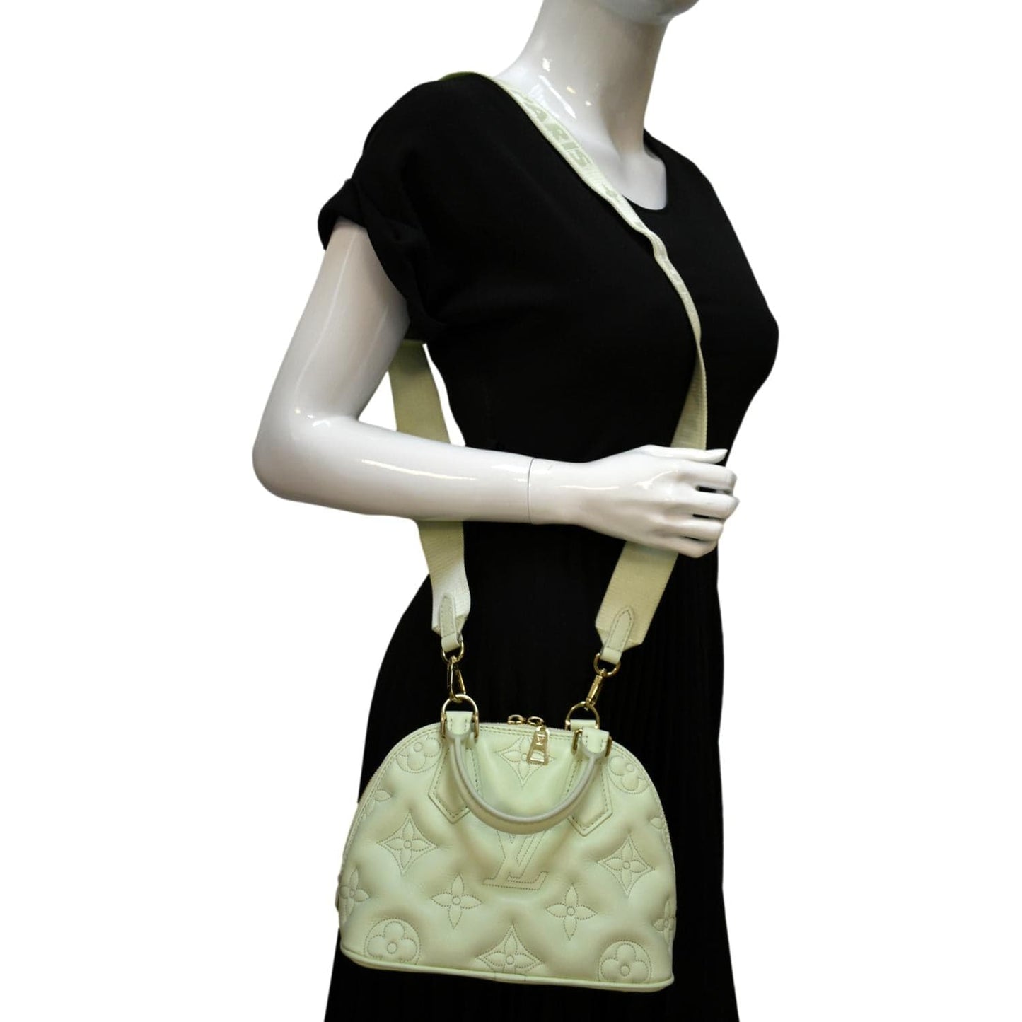 Louis Vuitton Alma BB Bubblegram Quilted Leather Satchel Crossbody Bag Green
