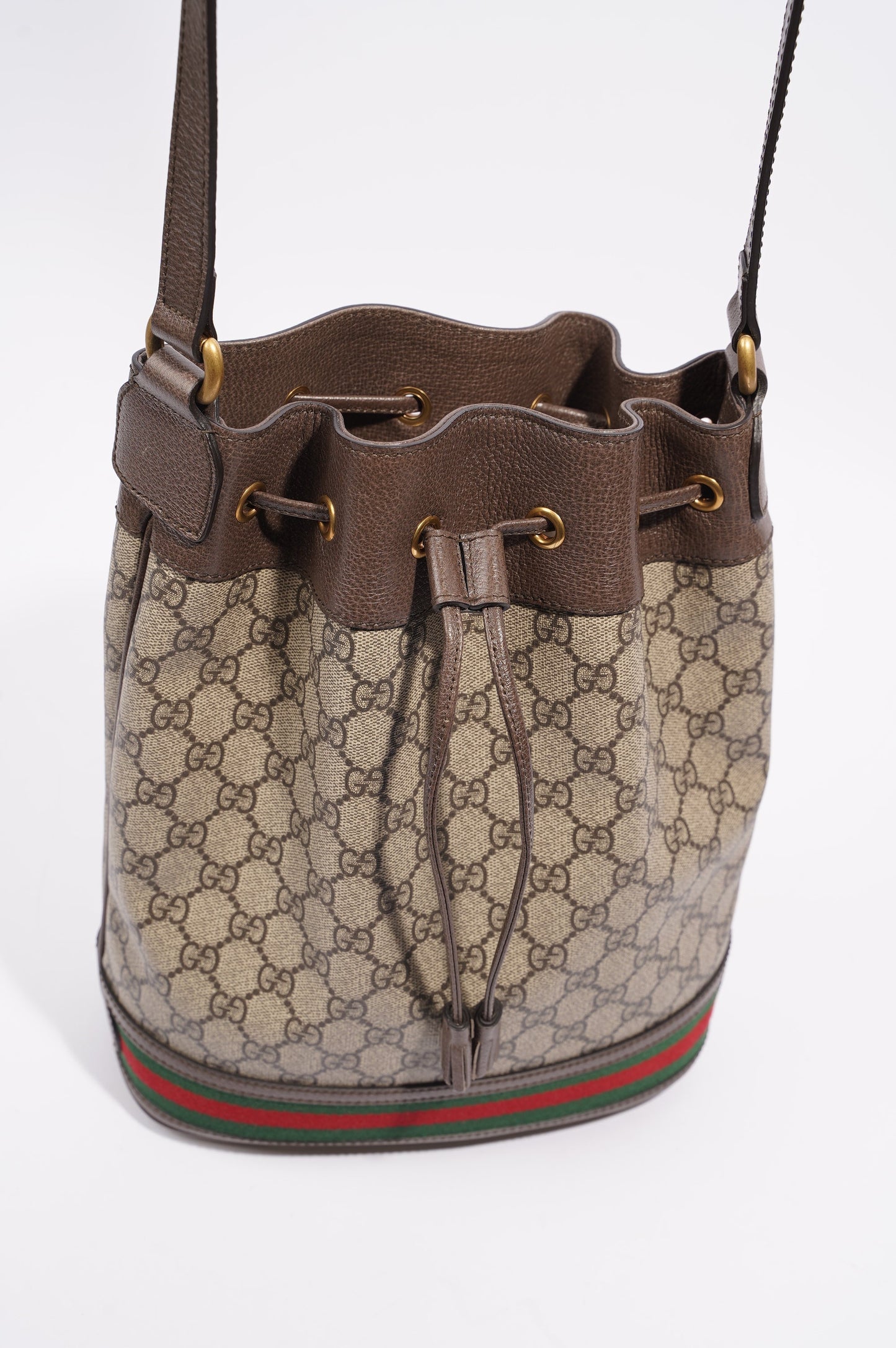 Gucci Womens Ophidia GG Bucket Bag Supreme Large