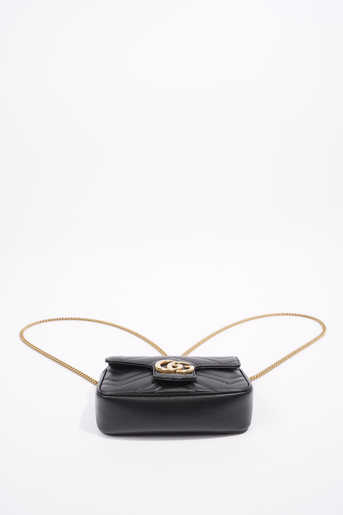 Gucci Womens Marmont Flap Black / Gold Super Mini