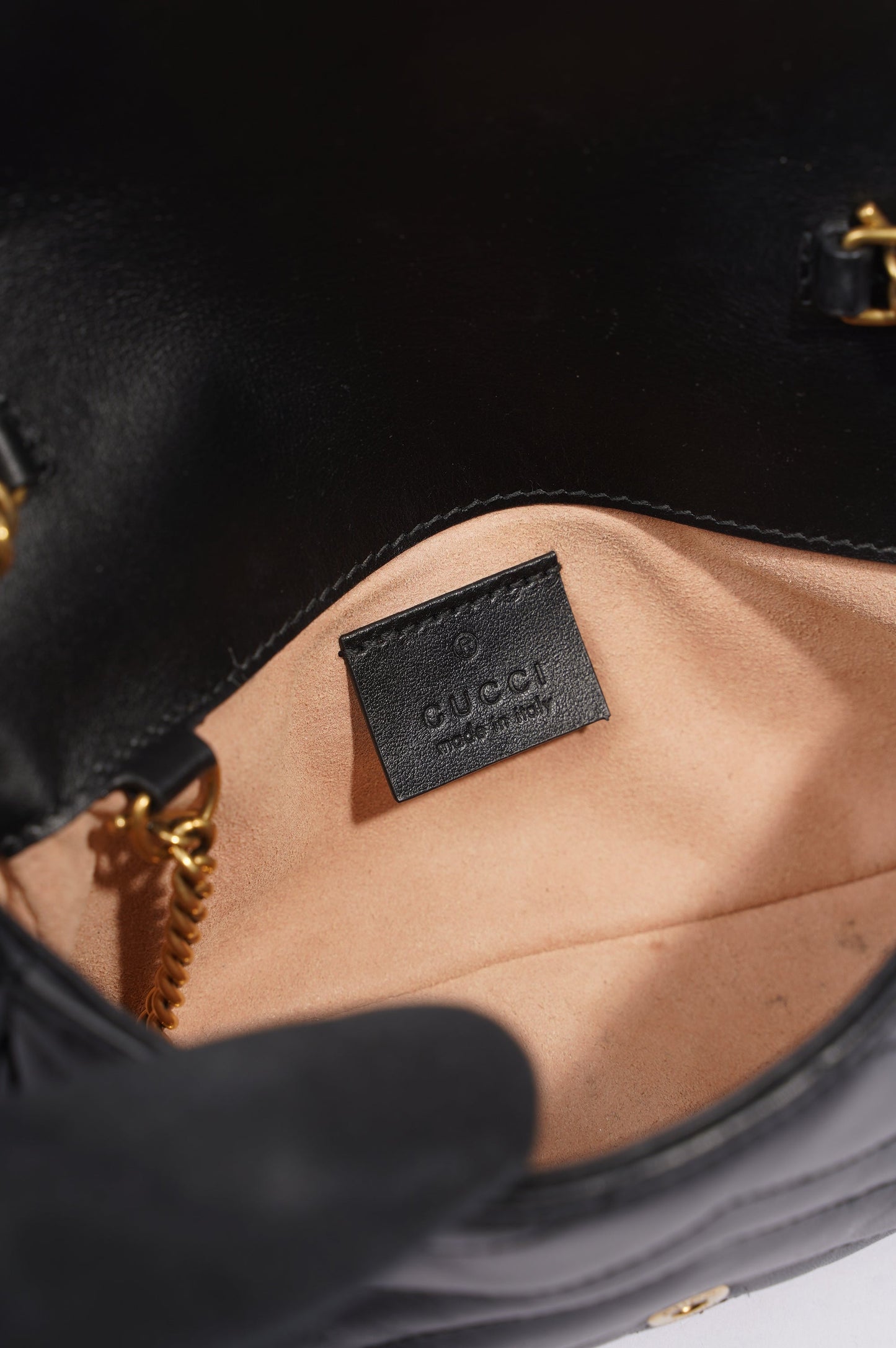 Gucci Womens Marmont Flap Black / Gold Super Mini