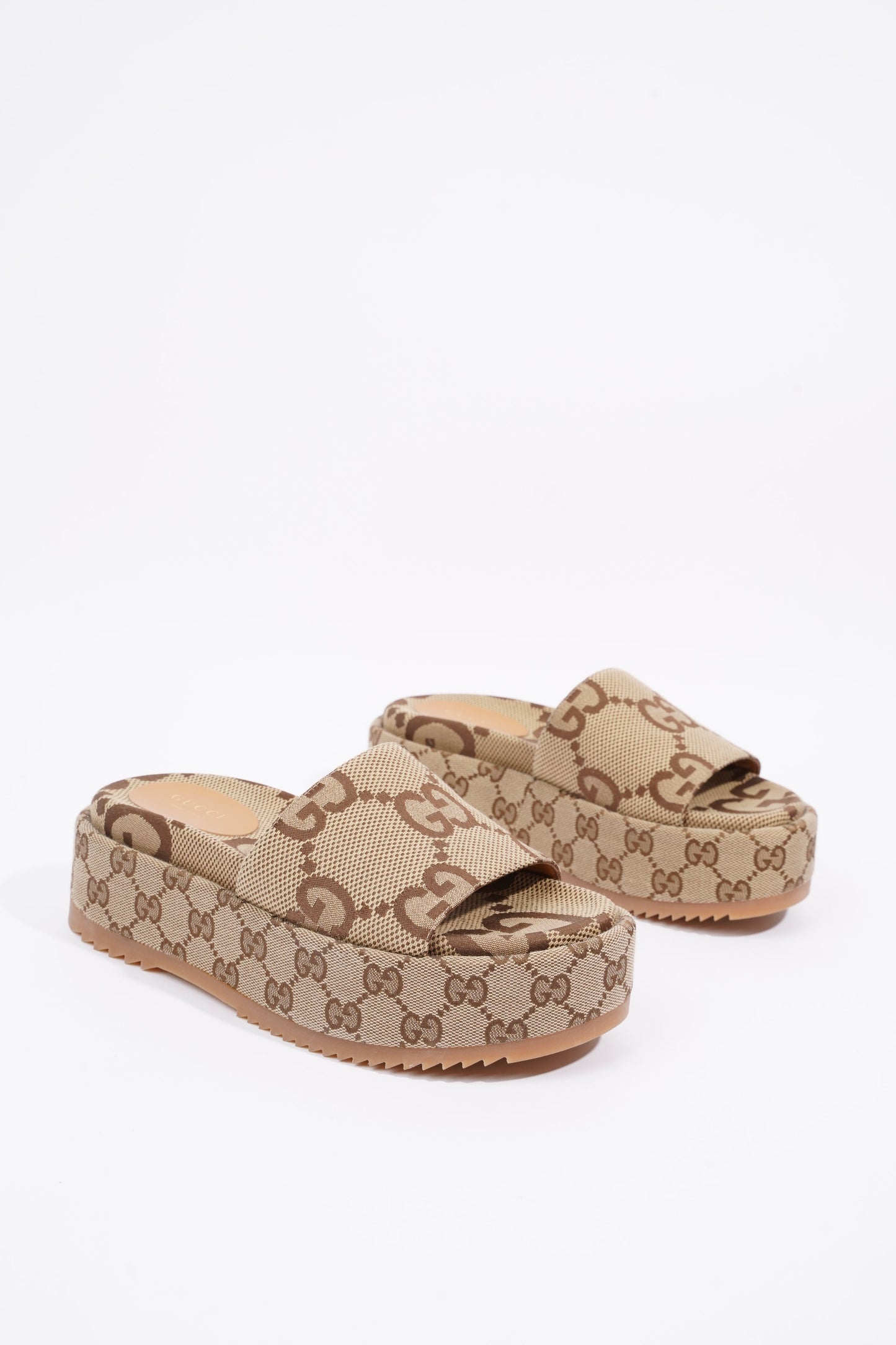 Gucci Womens Platform Slide Sandal Beige EU 35 / UK 2