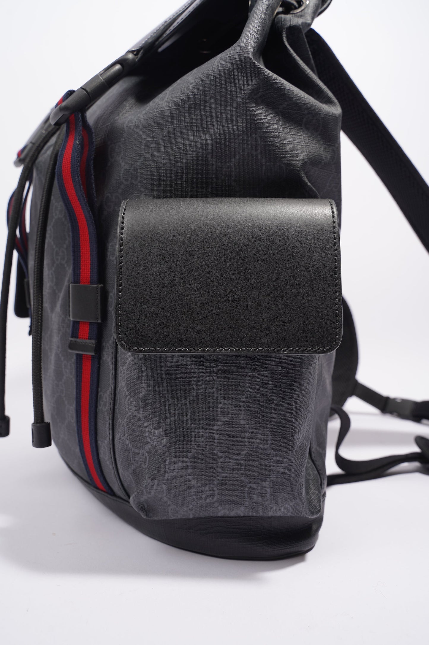 Gucci Mens GG Web Backpack Grey Canvas