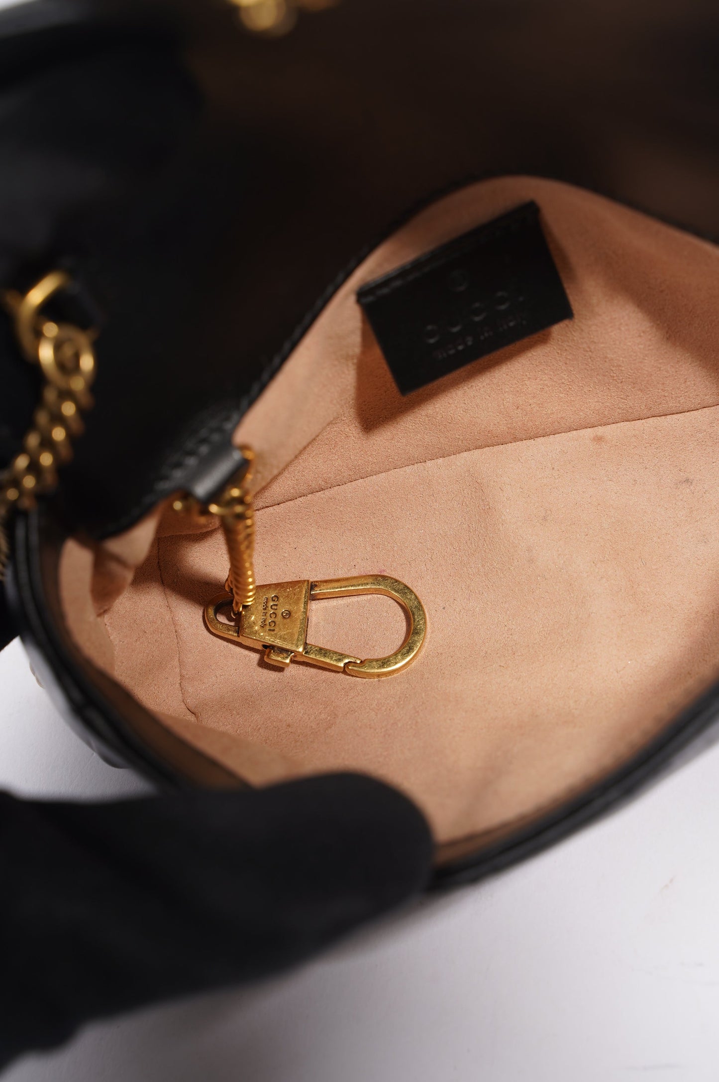 Gucci Womens Marmont Flap Black / Gold Super Mini