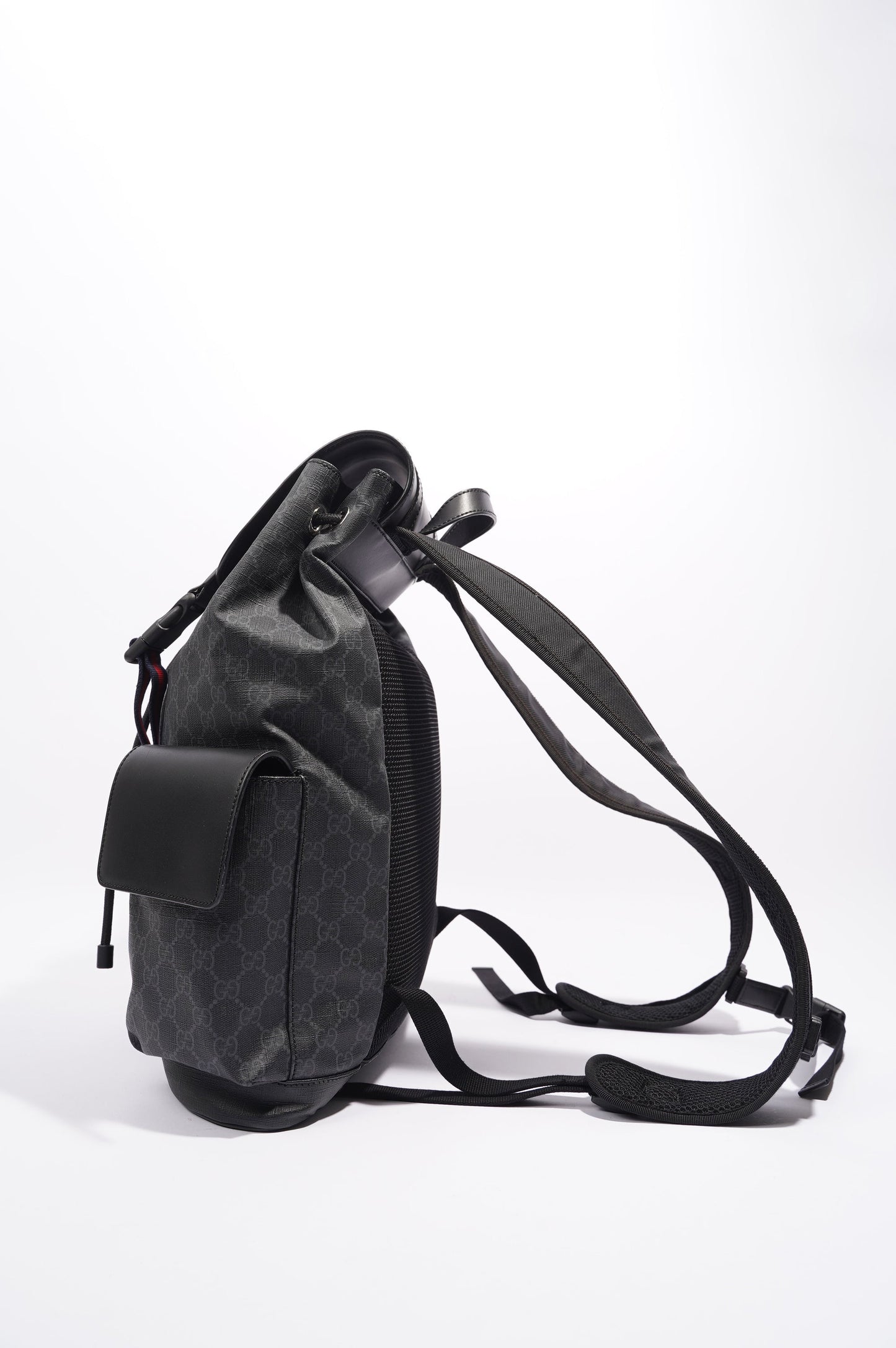 Gucci Mens GG Web Backpack Grey Canvas