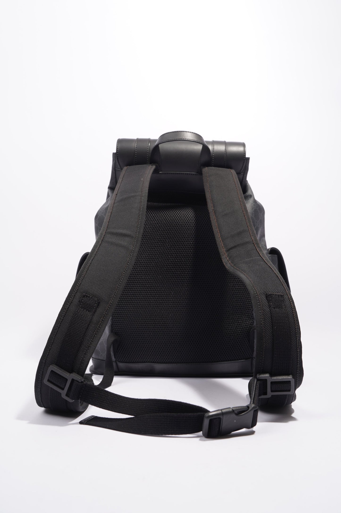 Gucci Mens GG Web Backpack Grey Canvas