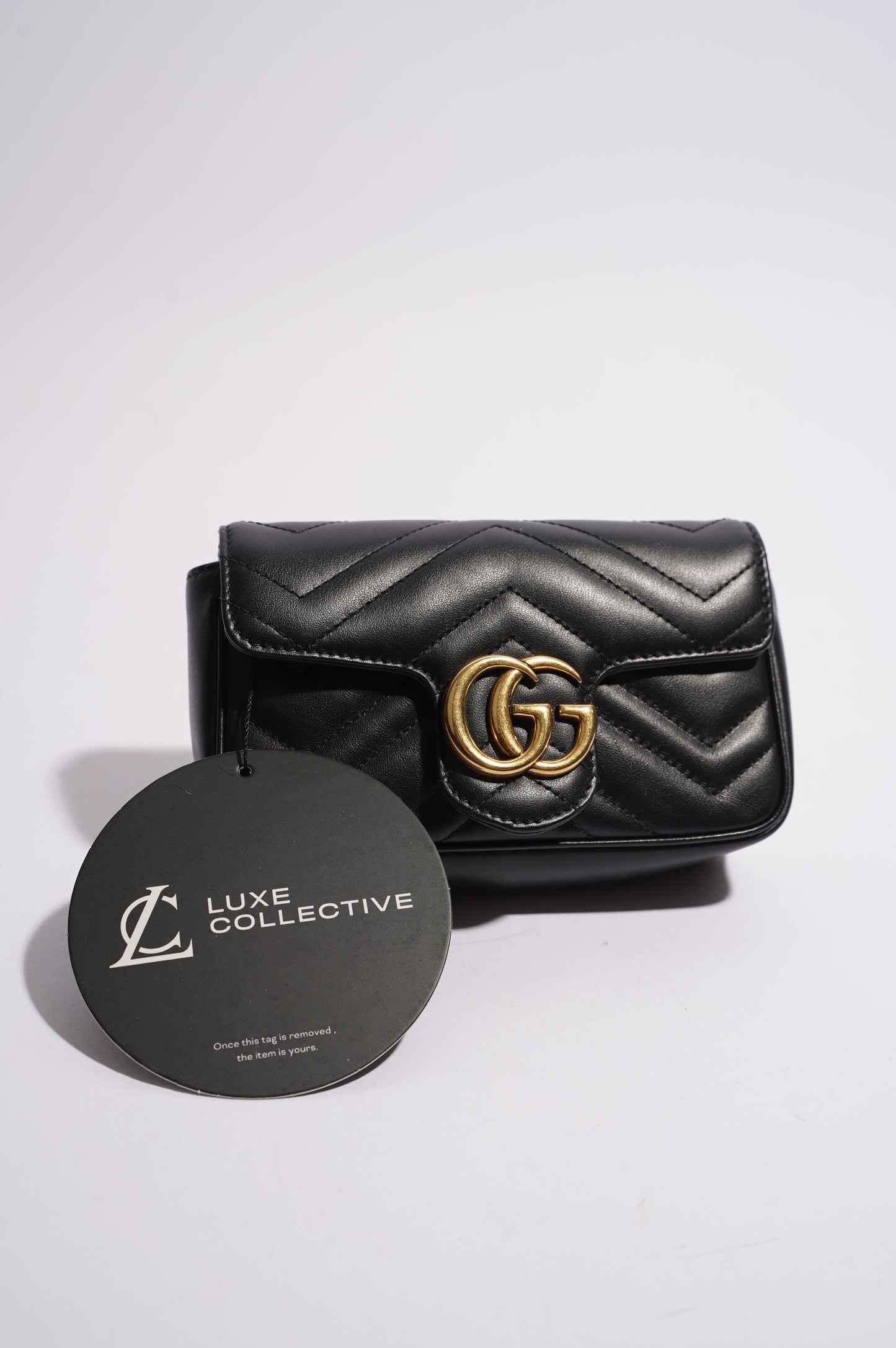 Gucci Womens Marmont Flap Black / Gold Super Mini
