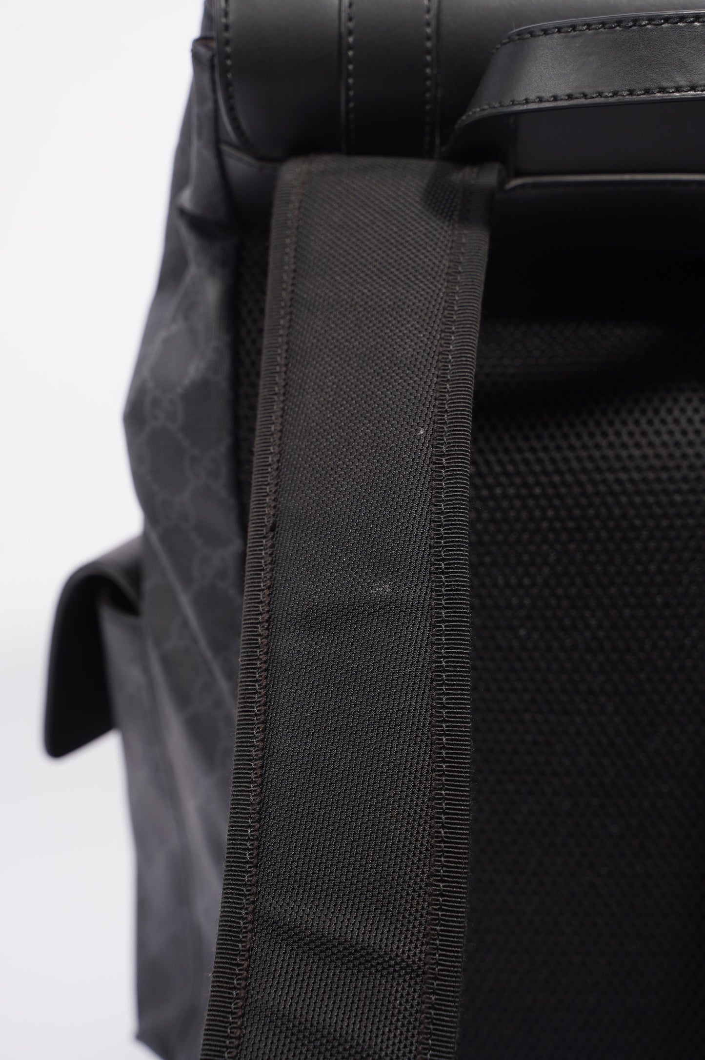 Gucci Mens GG Web Backpack Grey Canvas