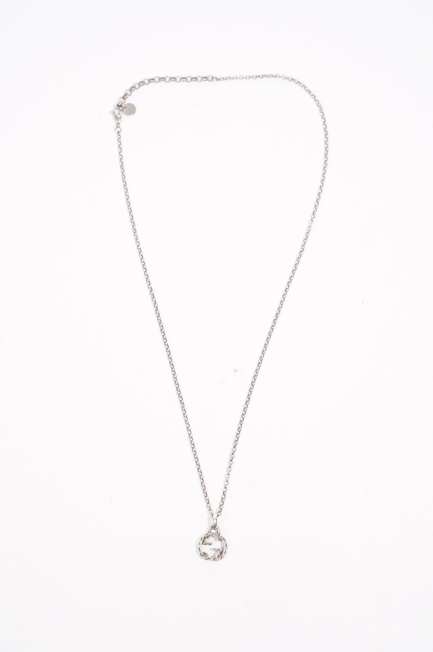 Gucci Mens Interlocking Necklace Sterling Silver