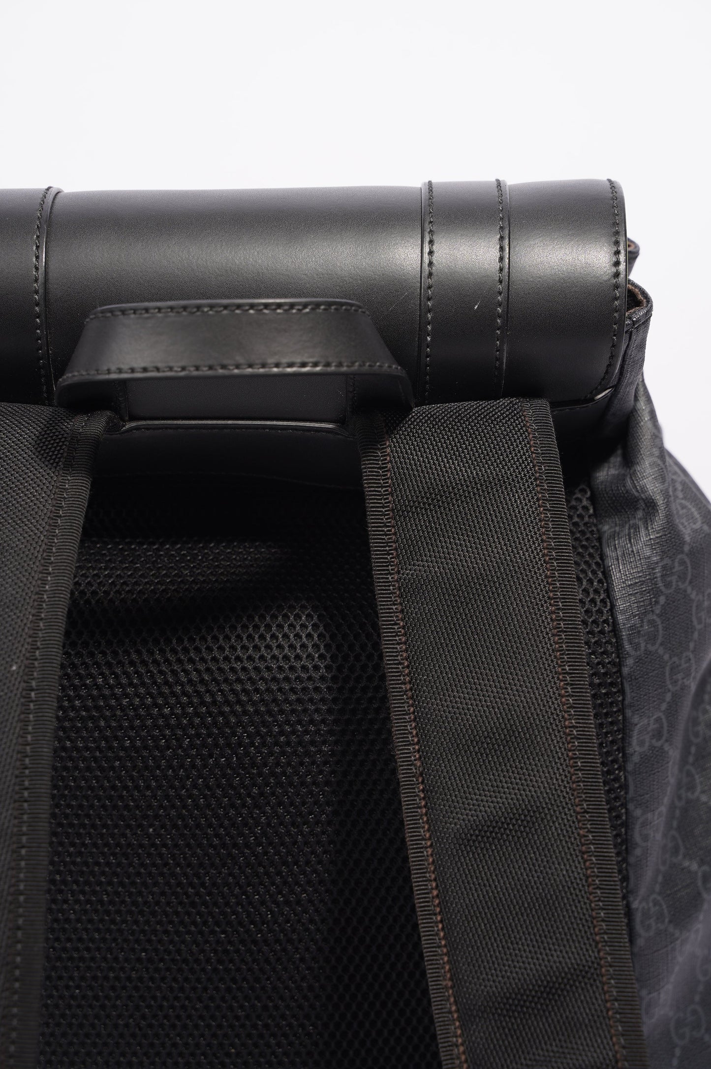 Gucci Mens GG Web Backpack Grey Canvas