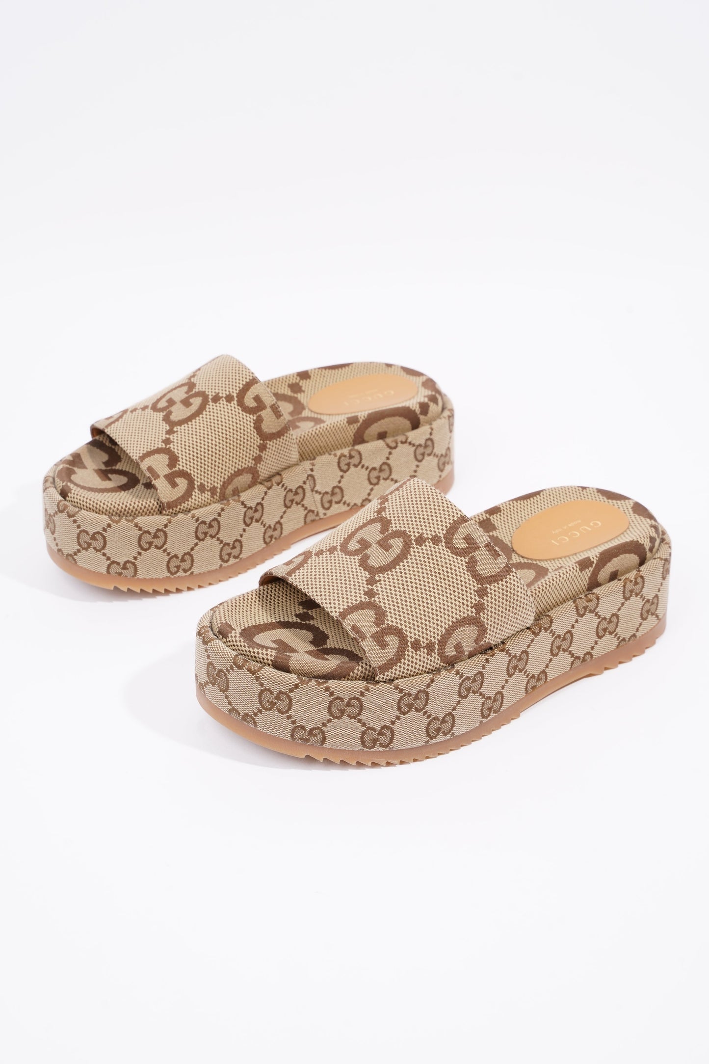 Gucci Womens Platform Slide Sandal Beige EU 35 / UK 2