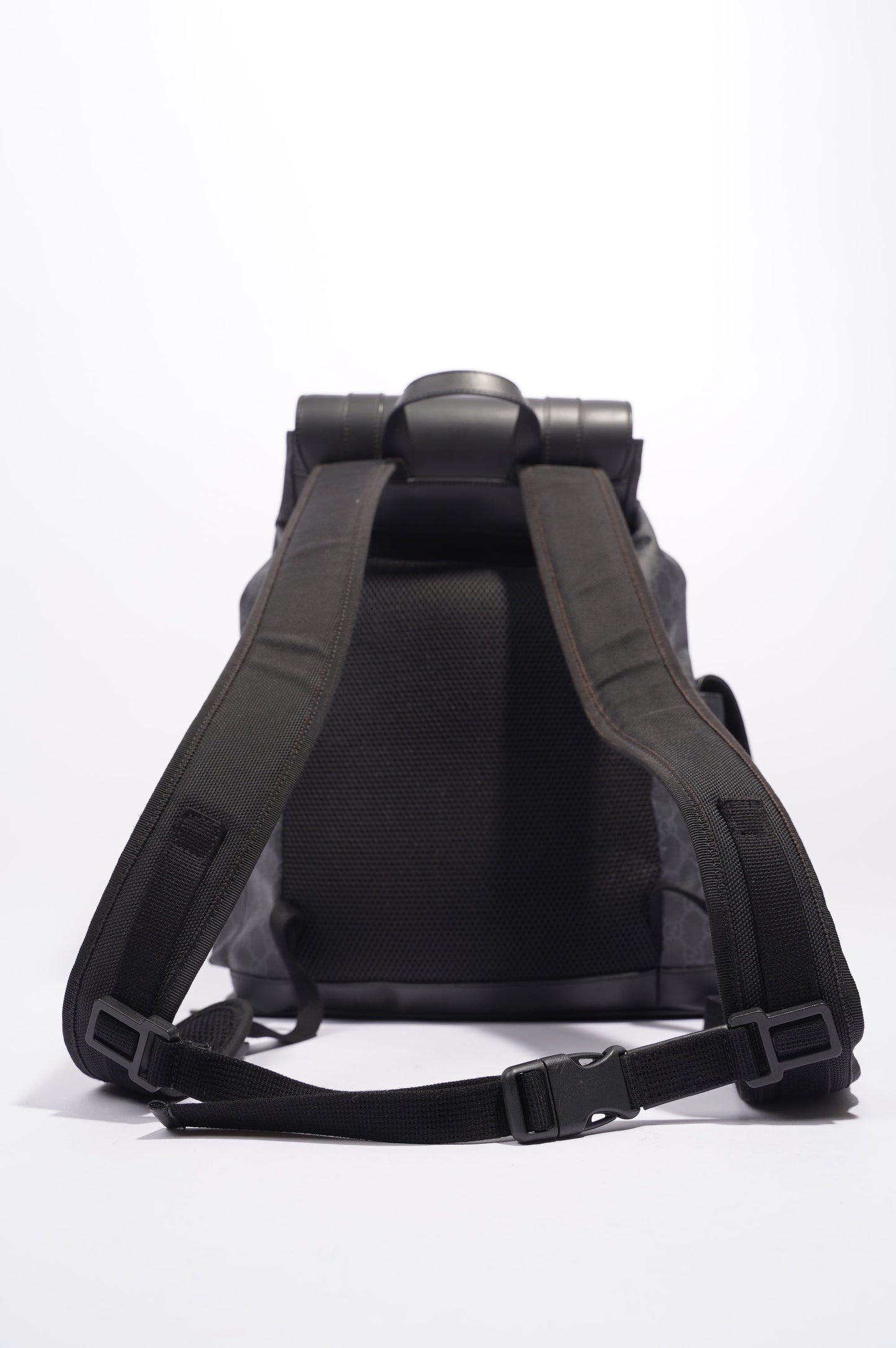 Gucci Mens GG Web Backpack Grey Canvas