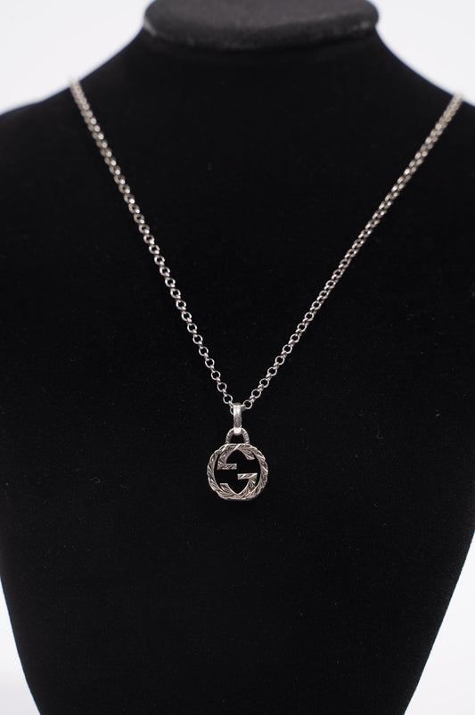 Gucci Mens Interlocking Necklace Sterling Silver