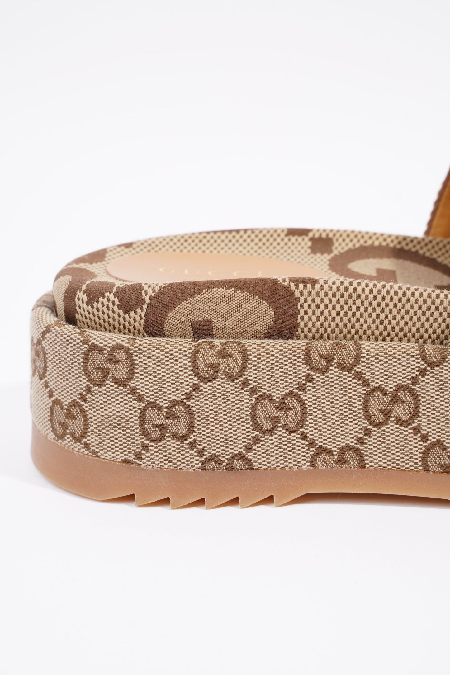 Gucci Womens Platform Slide Sandal Beige EU 35 / UK 2