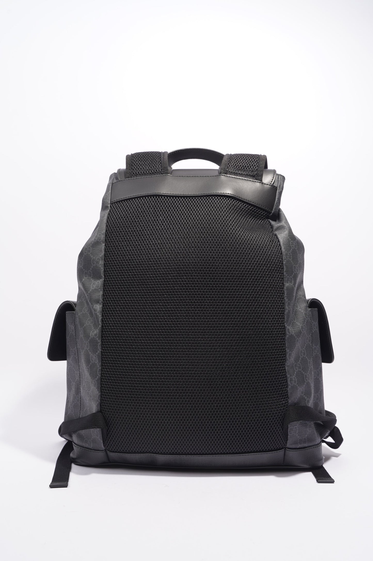 Gucci Mens GG Web Backpack Grey Canvas