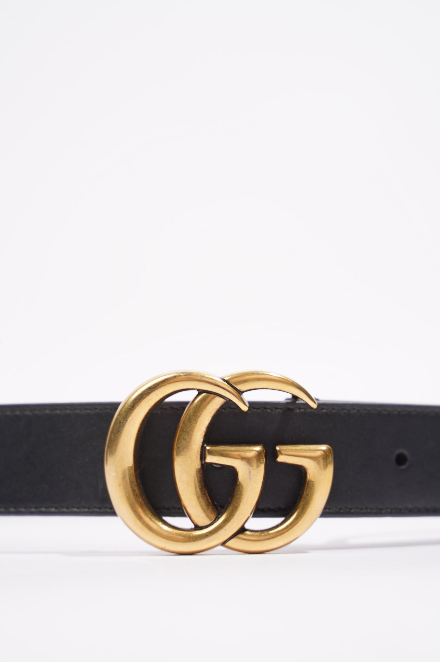 Gucci Womens Skinny Marmont Belt Black / Gold 85cm / 34"