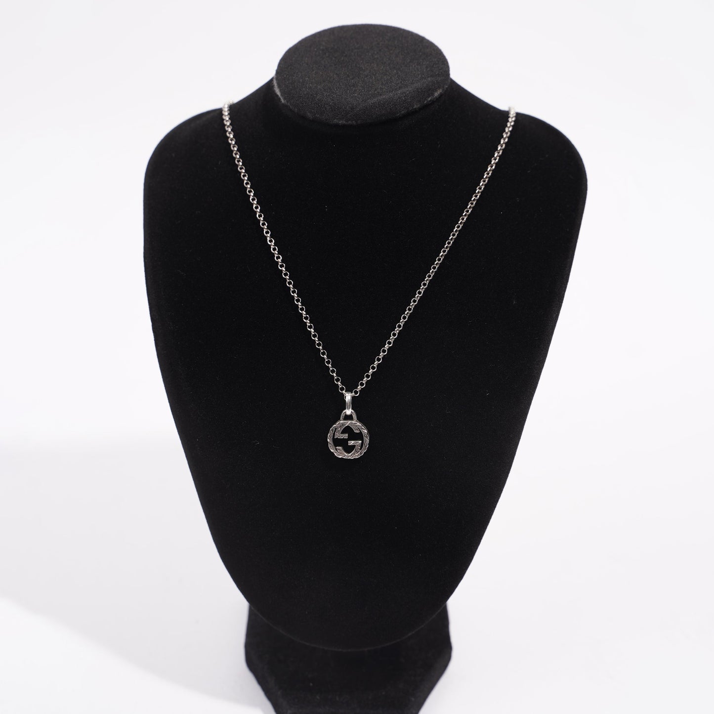 Gucci Mens Interlocking Necklace Sterling Silver
