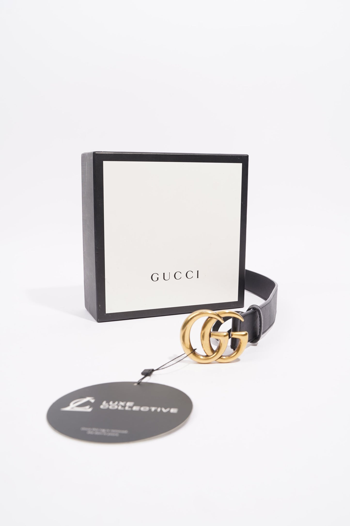Gucci Womens Skinny Marmont Belt Black / Gold 85cm / 34"