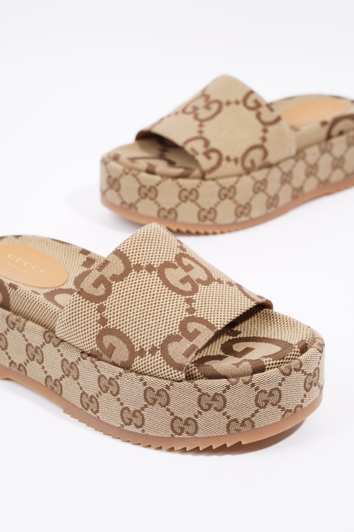 Gucci Womens Platform Slide Sandal Beige EU 35 / UK 2
