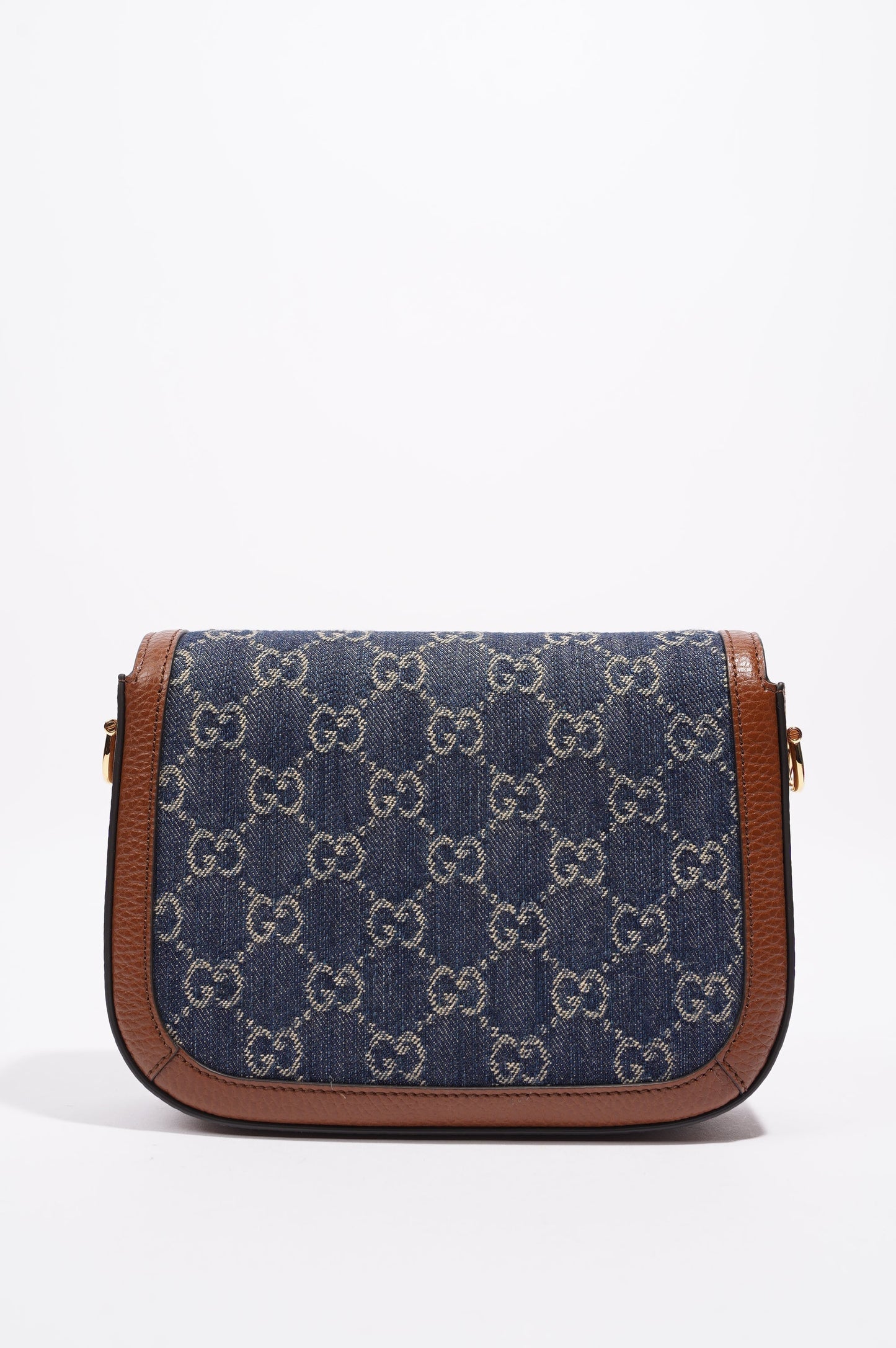 Gucci Womens Horsebit 1955 Mini Bag Denim / Brown