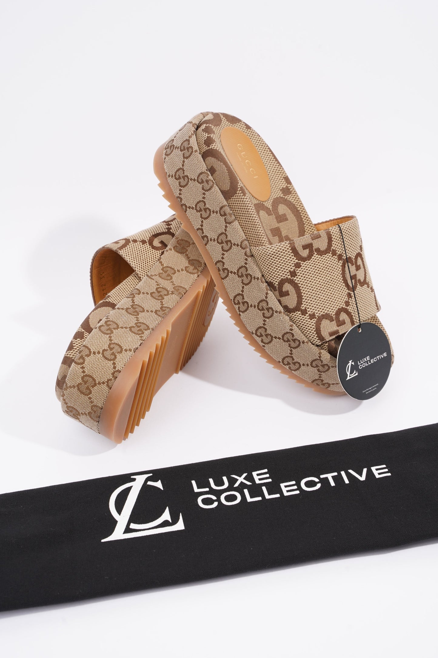 Gucci Womens Platform Slide Sandal Beige EU 35 / UK 2
