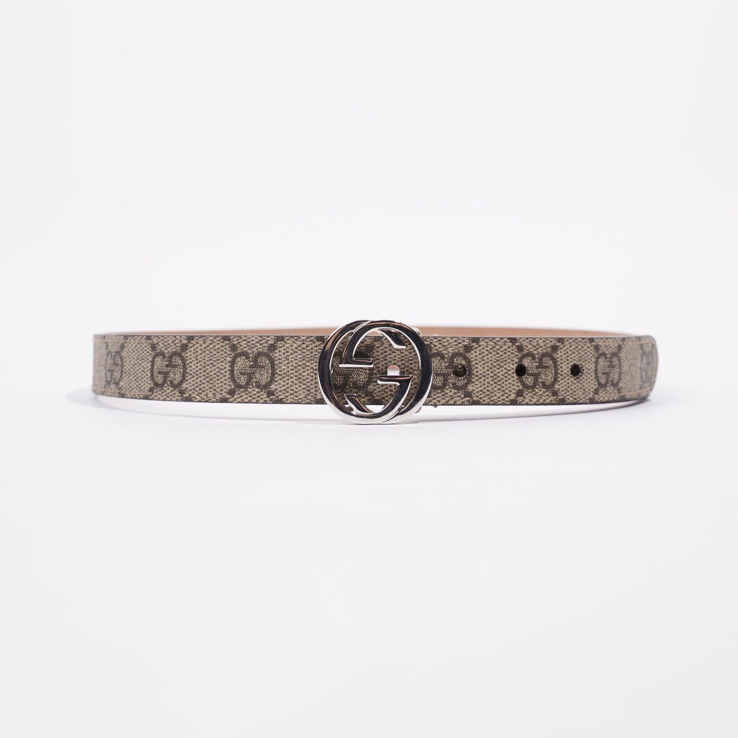Gucci Womens Skinny Interlocking Belt Supreme / Silver Mini