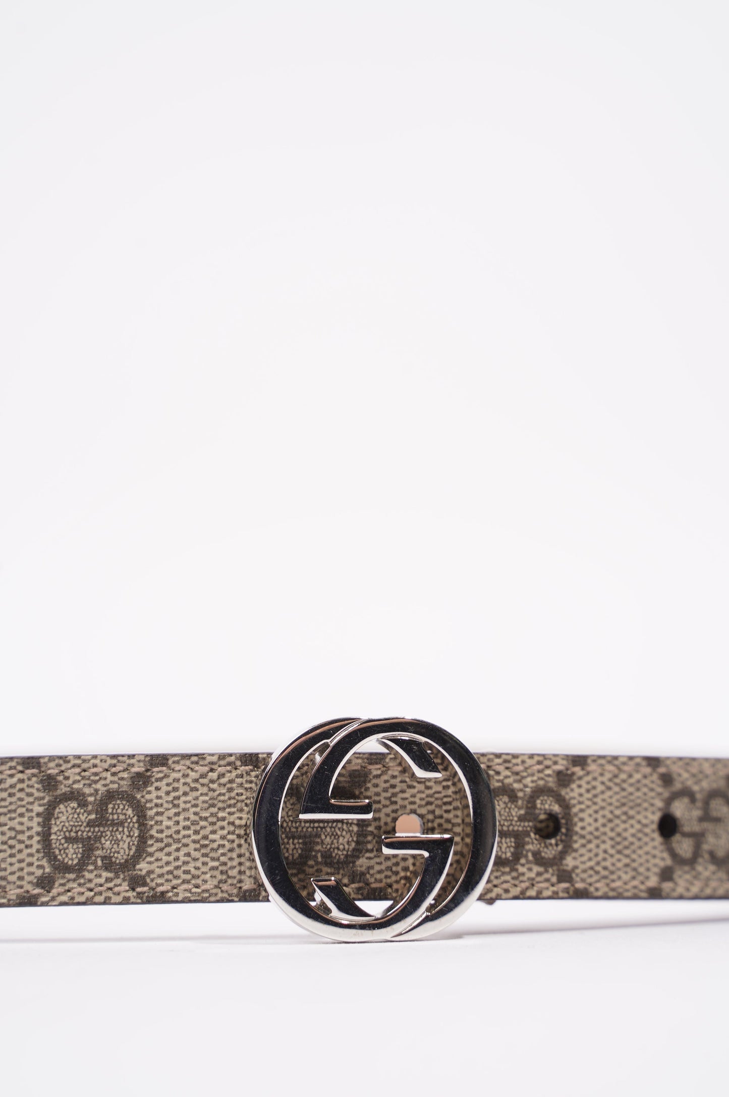 Gucci Womens Skinny Interlocking Belt Supreme / Silver Mini
