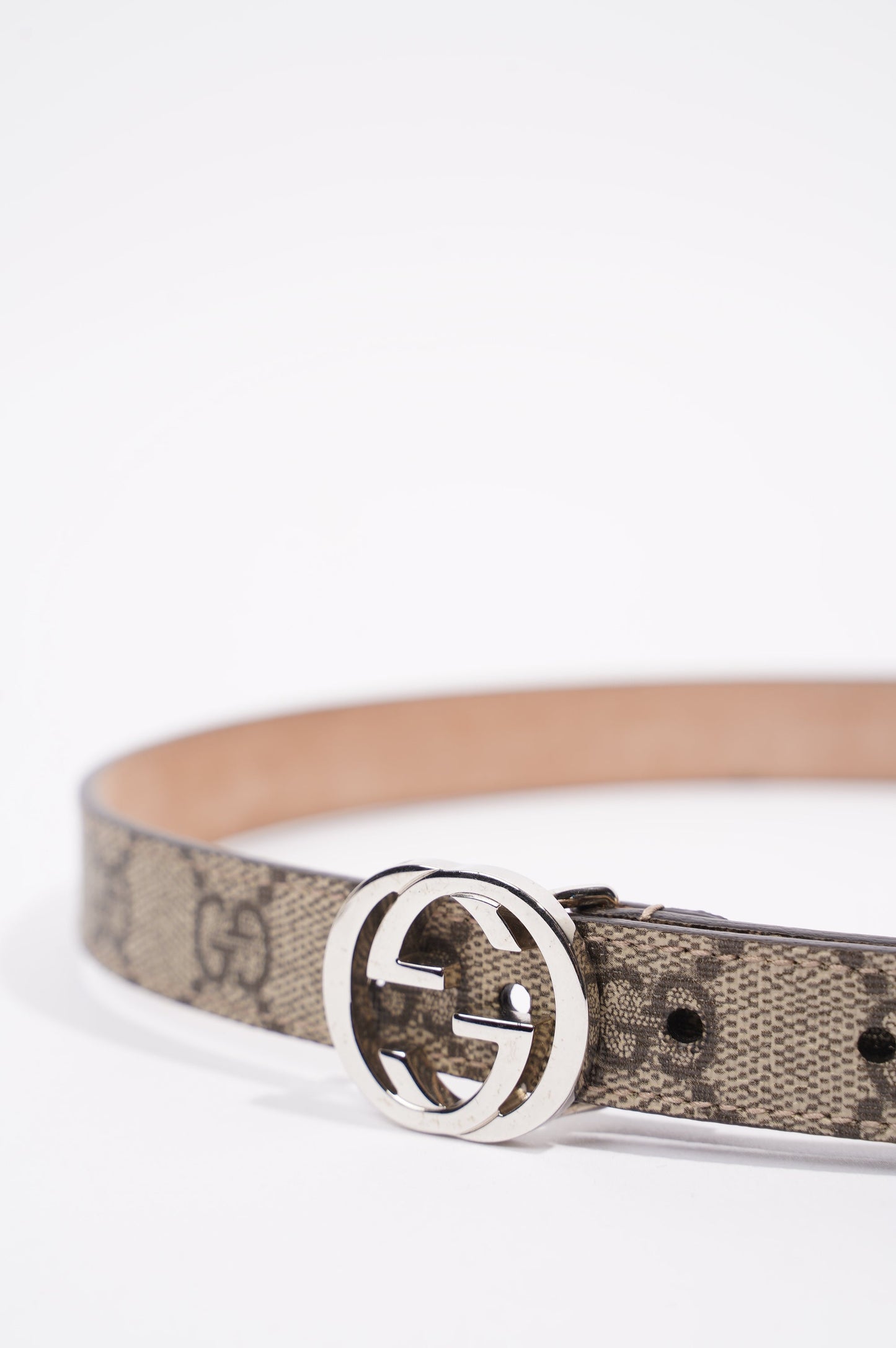 Gucci Womens Skinny Interlocking Belt Supreme / Silver Mini