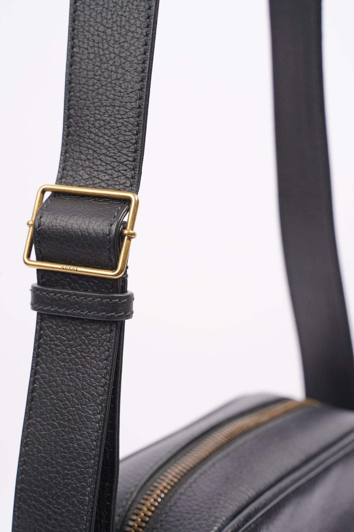 Gucci Mens Print Messenger Black Leather