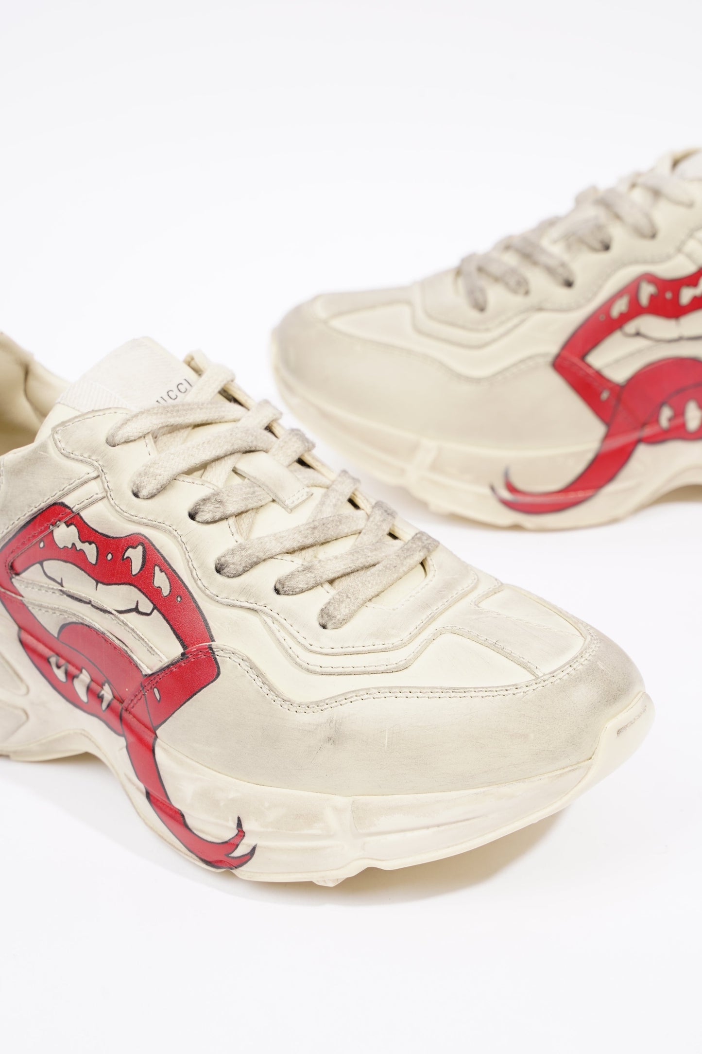 Gucci Womens Rhyton Cream Distressed EU 38 / UK 5