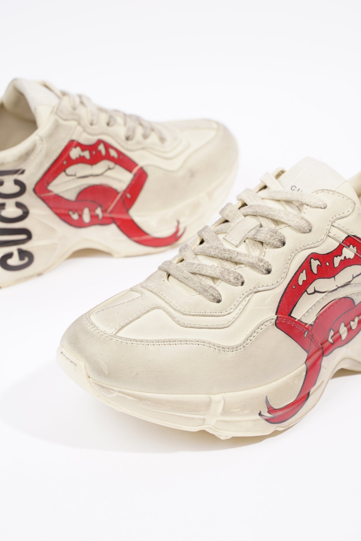 Gucci Womens Rhyton Cream Distressed EU 38 / UK 5