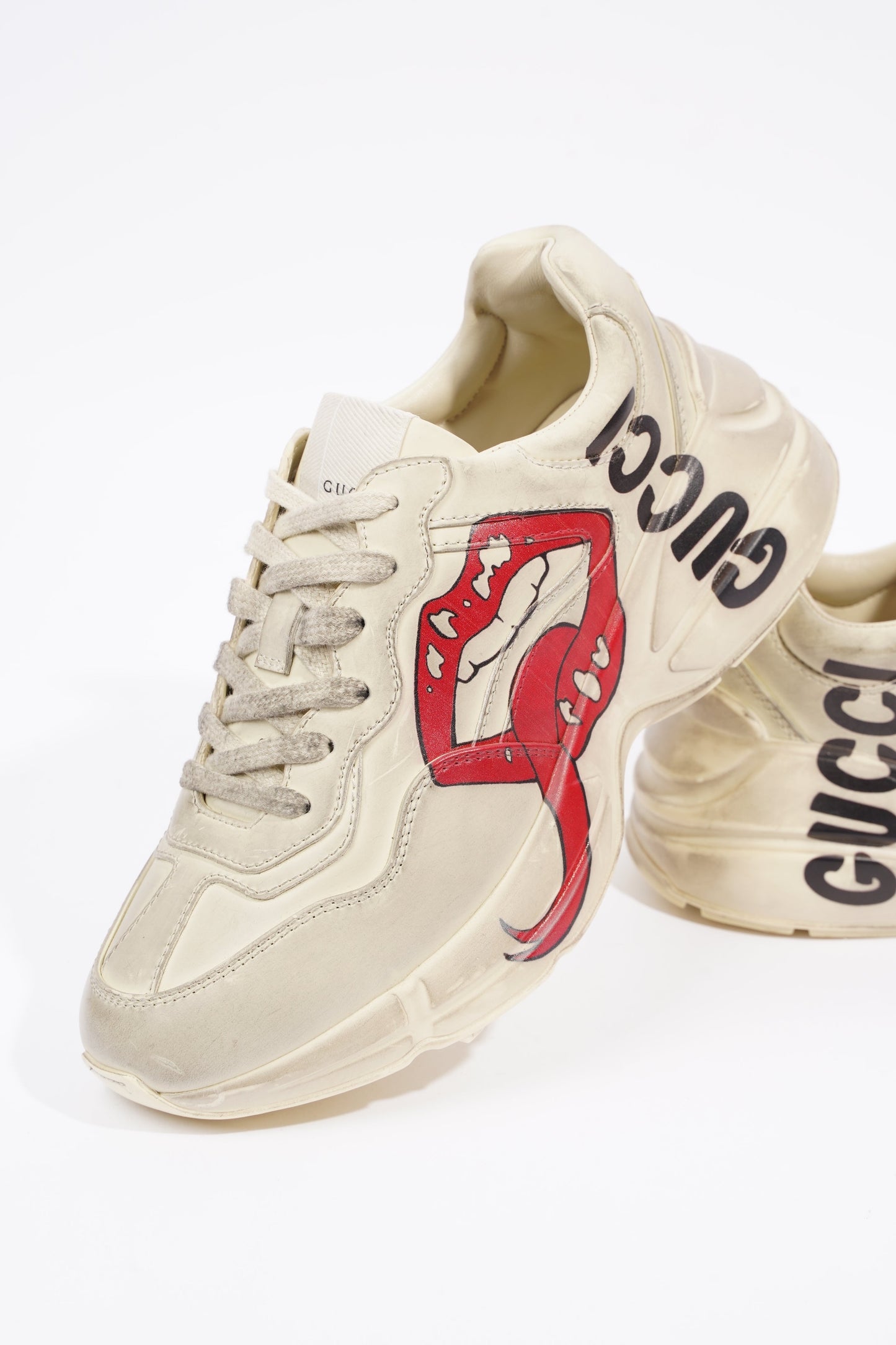 Gucci Womens Rhyton Cream Distressed EU 38 / UK 5