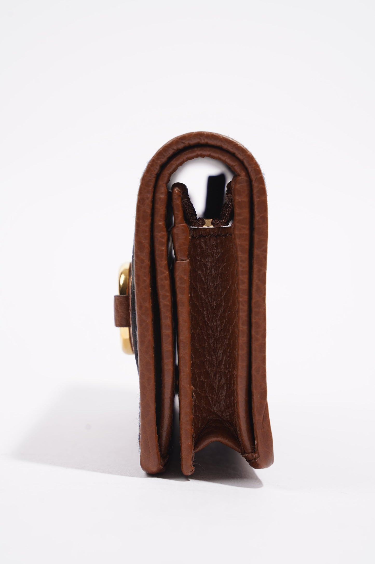 Gucci Womens Horsebit 1955 Card Case Wallet Denim / Brown