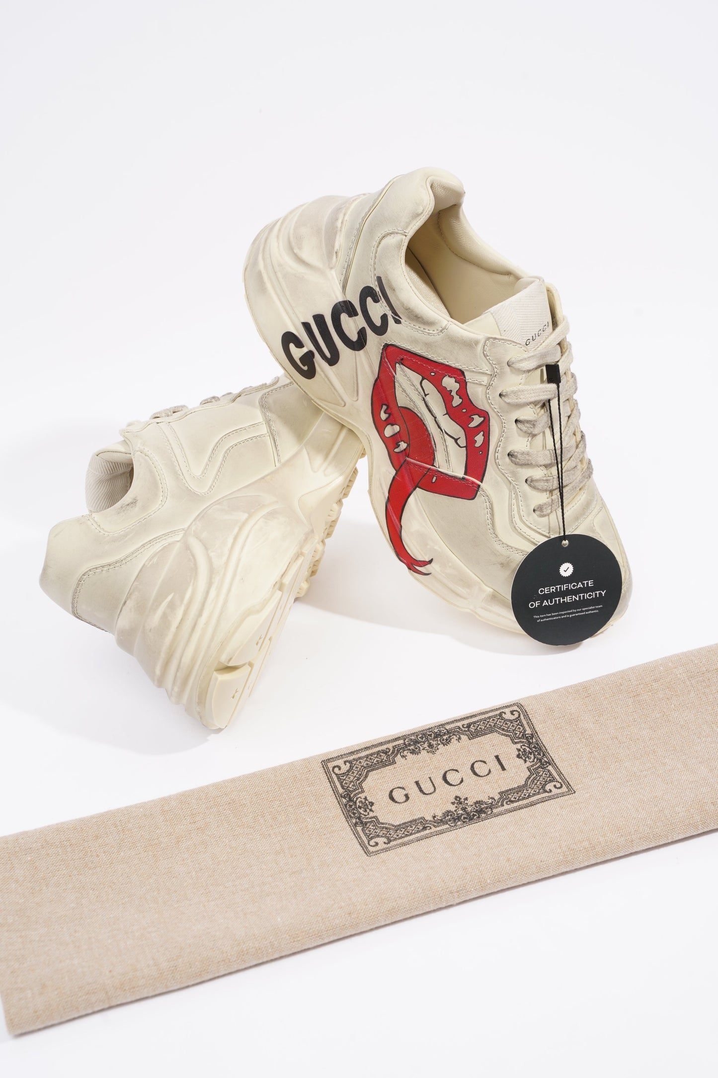 Gucci Womens Rhyton Cream Distressed EU 38 / UK 5