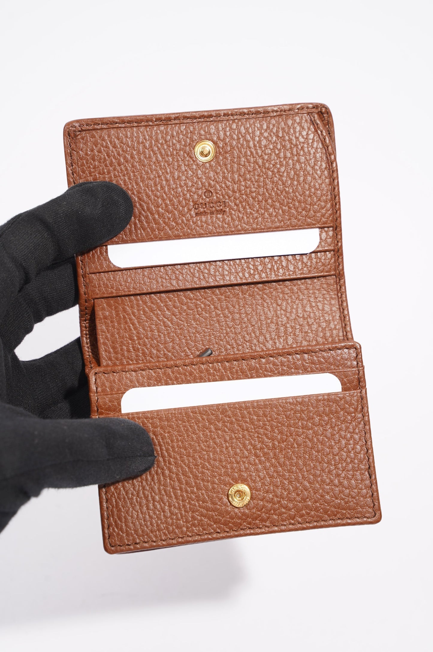 Gucci Womens Horsebit 1955 Card Case Wallet Denim / Brown